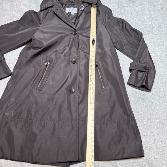Marc New York Raincoat Jacket Womens Small Chocolate Brown Andrew Marc Hooded - Picture 10 of 14